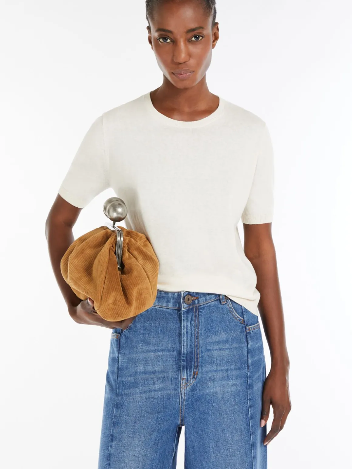 T-shirt in maglia di seta e cotone